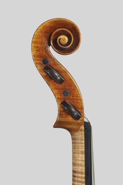 Violin Amati dec Scroll side